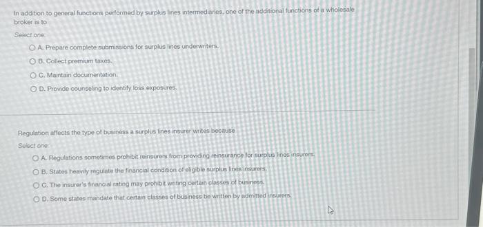 surplus lines coverage and special programs for certan classes of business is