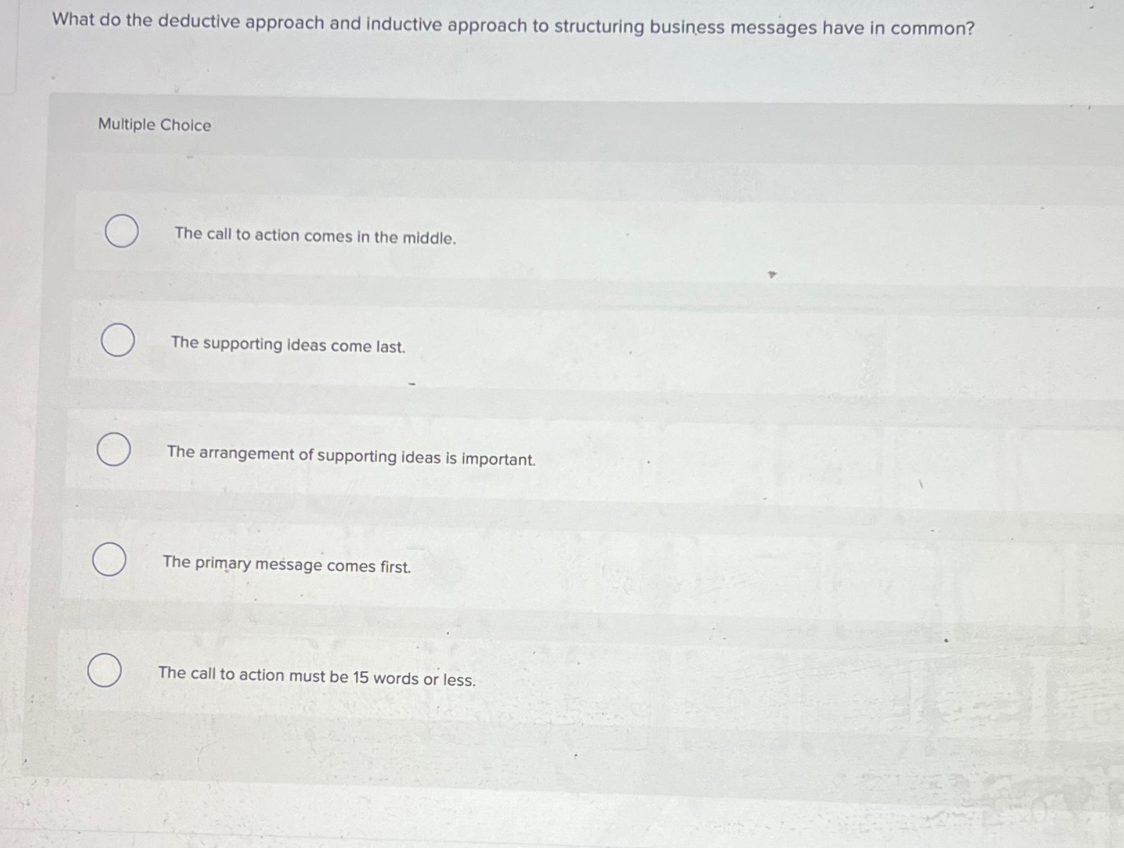  What do the deductive approach and inductive approach to structuring business