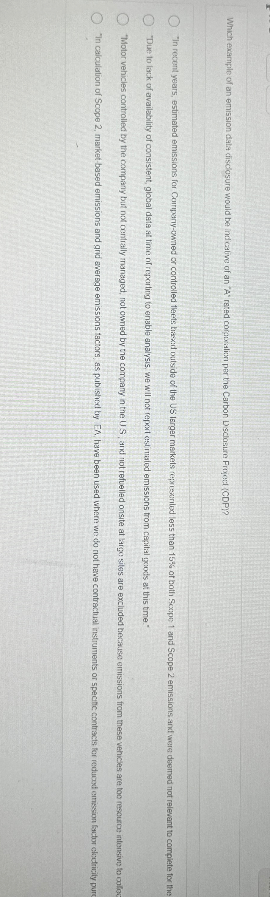  Which example of an emission data disclosure would be indicative of