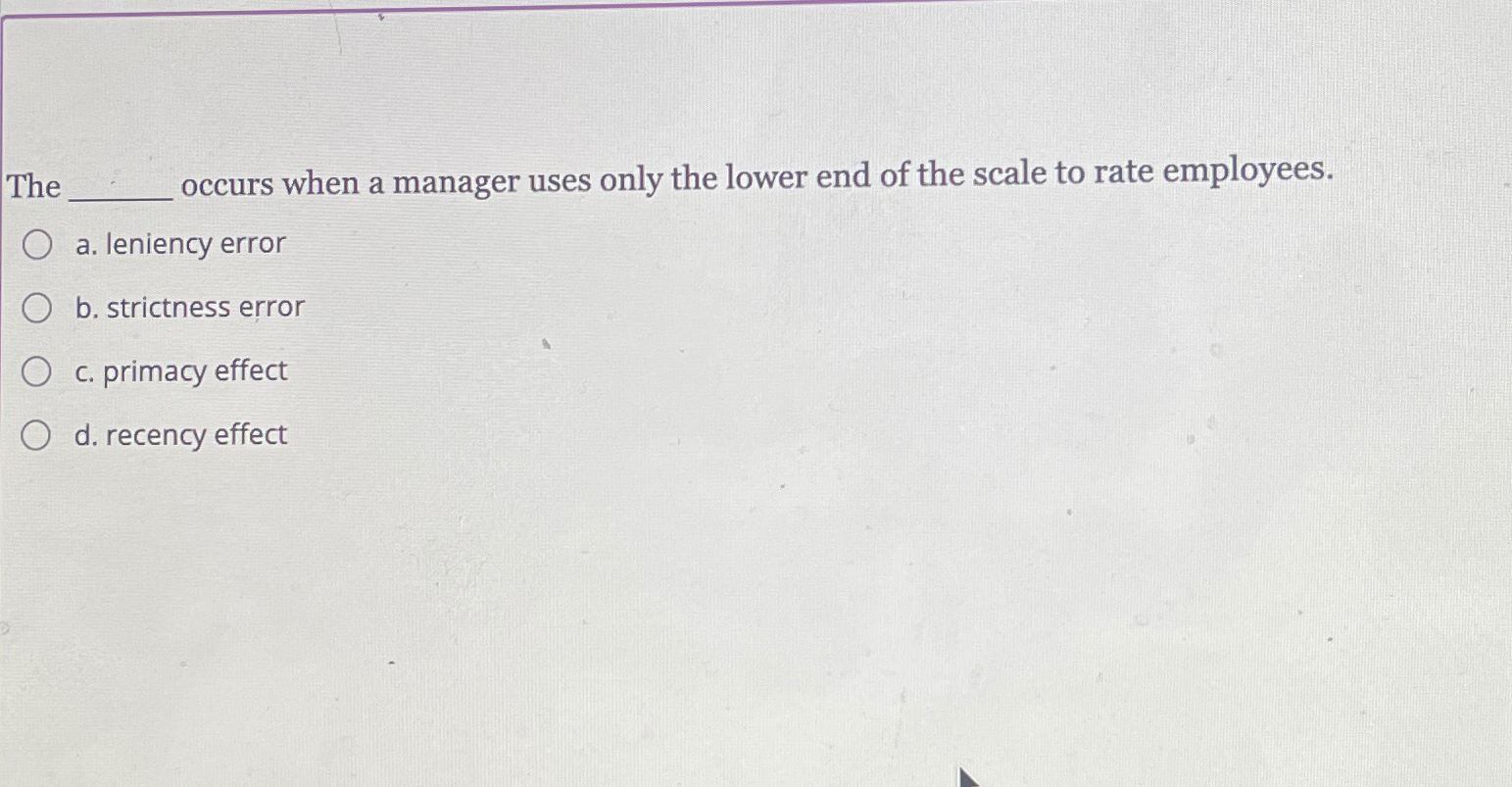  The occurs when a manager uses only the lower end of