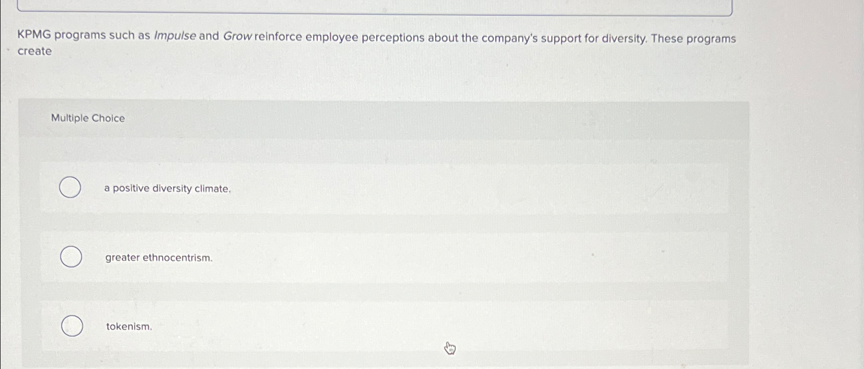  KPMG programs such as Impulse and Grow reinforce employee perceptions about