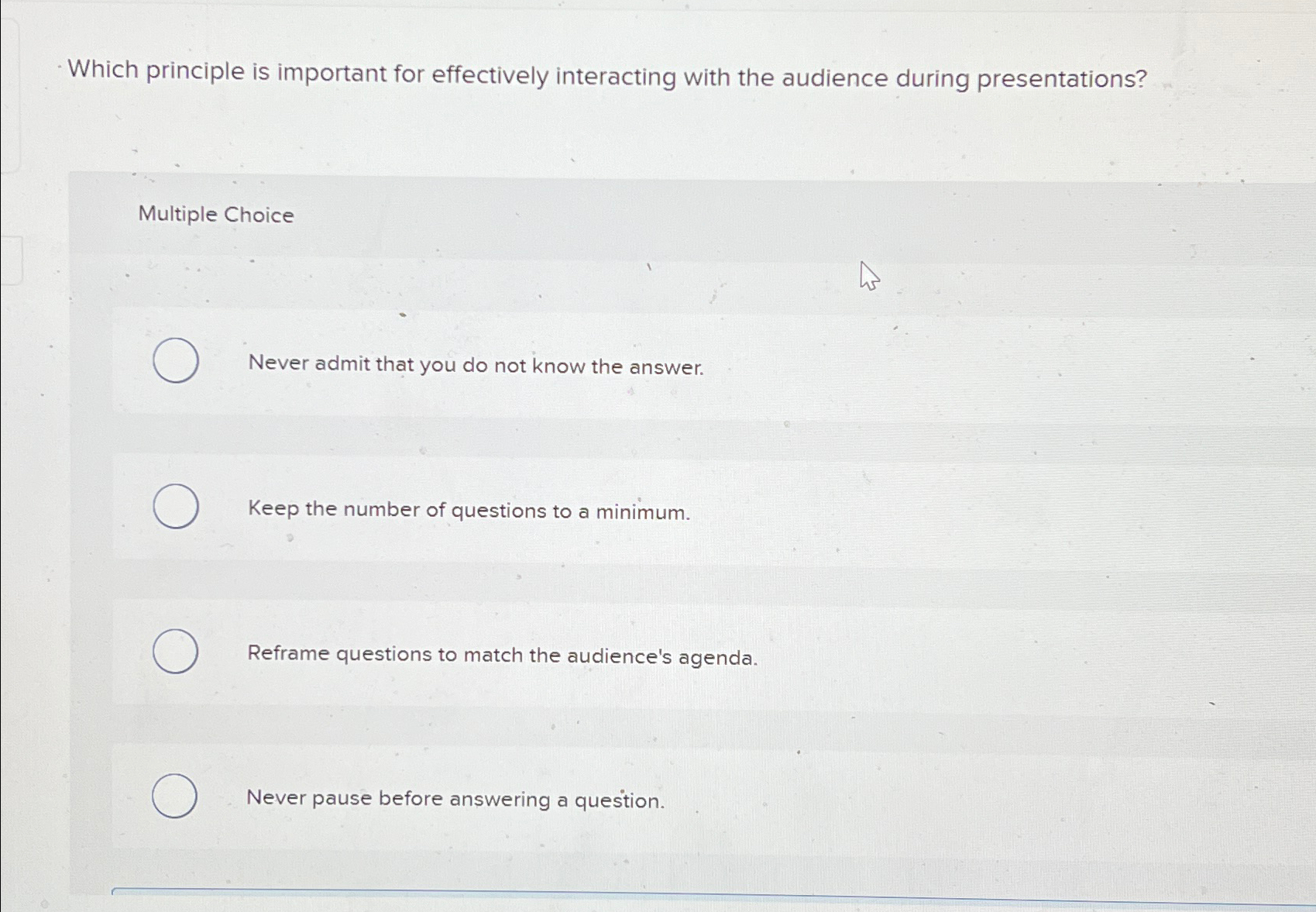  Which principle is important for effectively interacting with the audience during