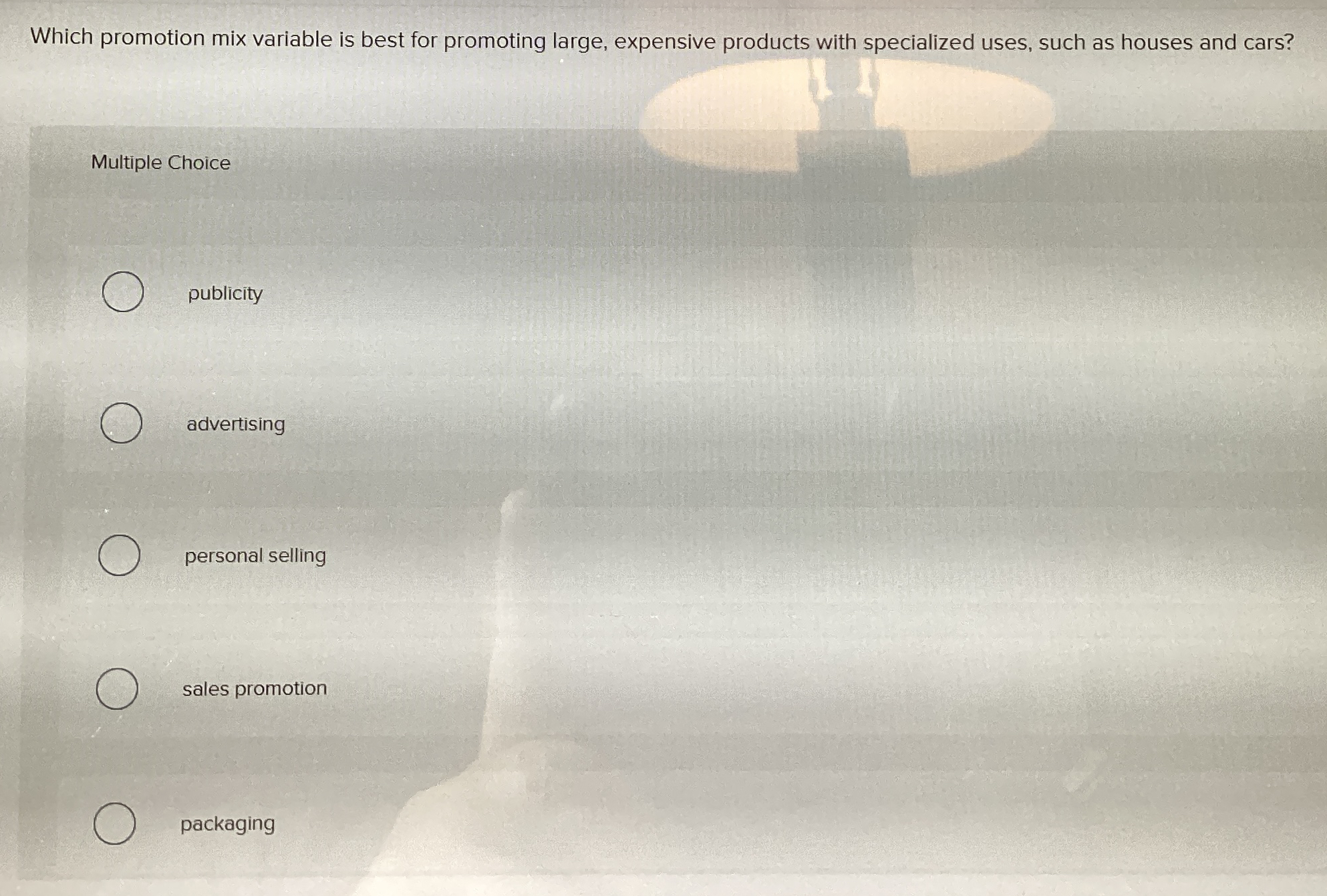  Which promotion mix variable is best for promoting large, expensive products