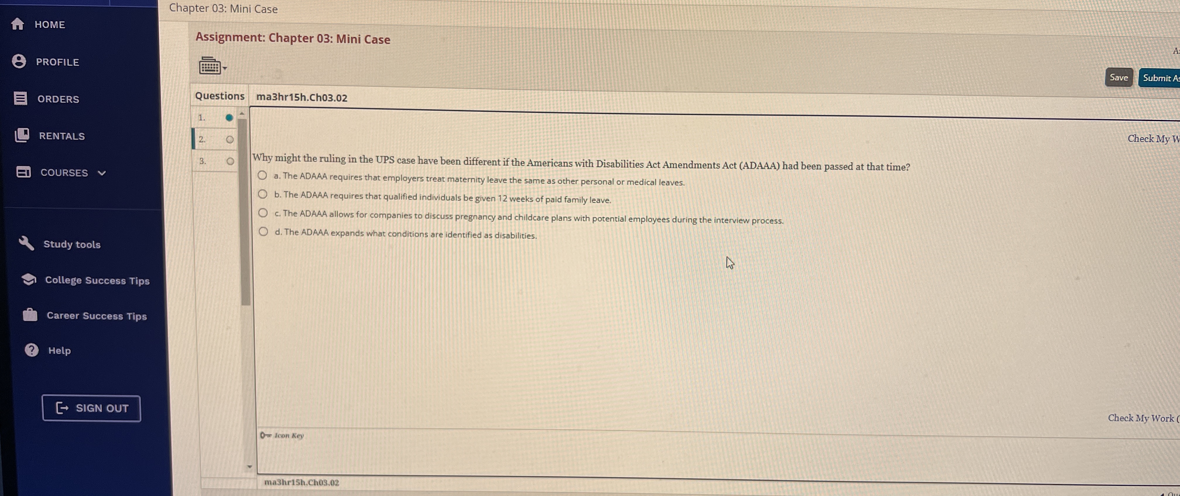  Chapter 03: Mini Case HOME Assignment: Chapter 03: Mini Case PROFILE