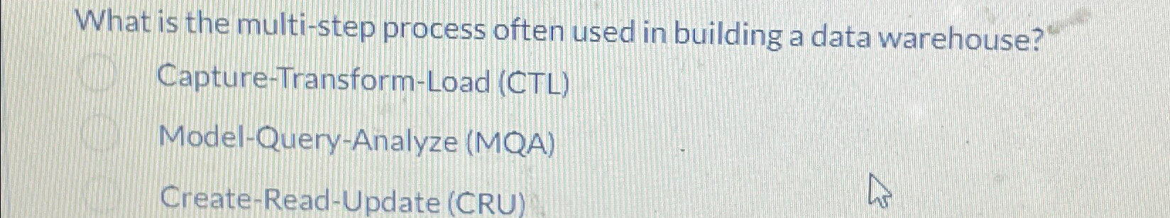  What is the multi-step process often used in building a data