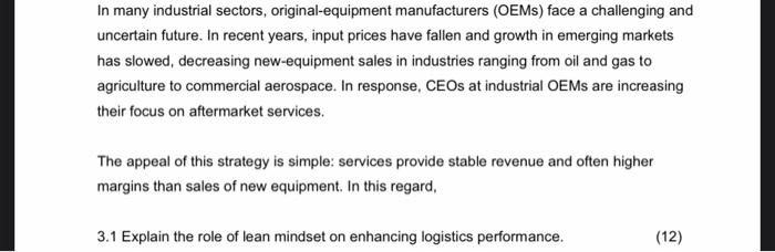  This is for the module : Logistics Management PLEASE TYPE ALL