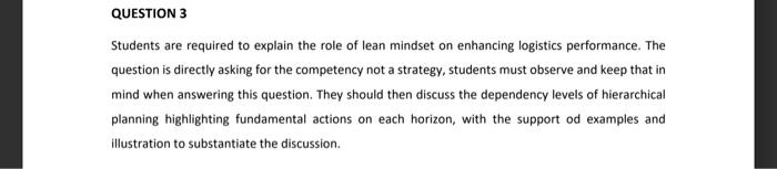 should be answered and what fhe answer should entail. Thank you in