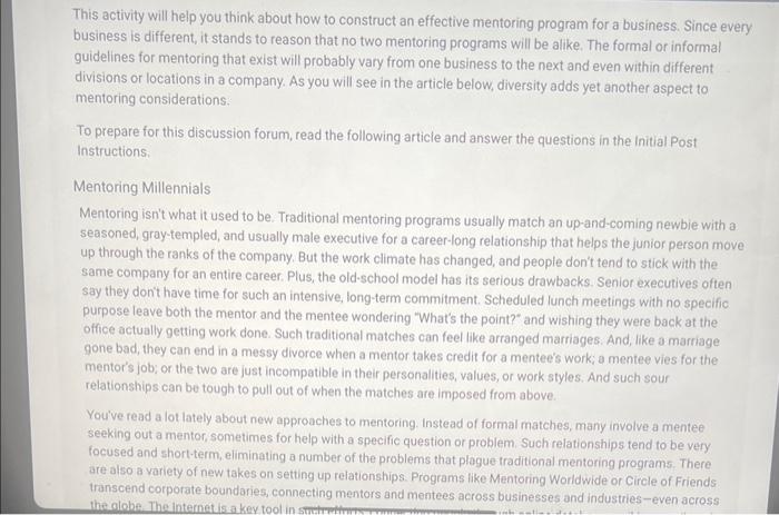  initial post minimum of 250 words This activity will help you