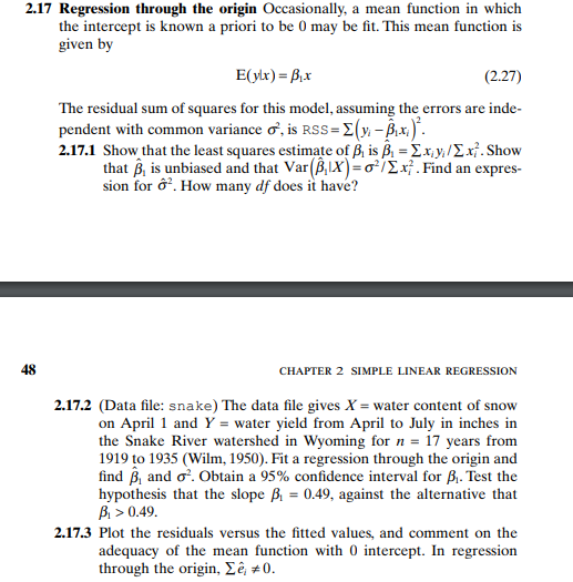 Do Problem 2.17.1 in the Weisberg (2014) text. With respect to Problem