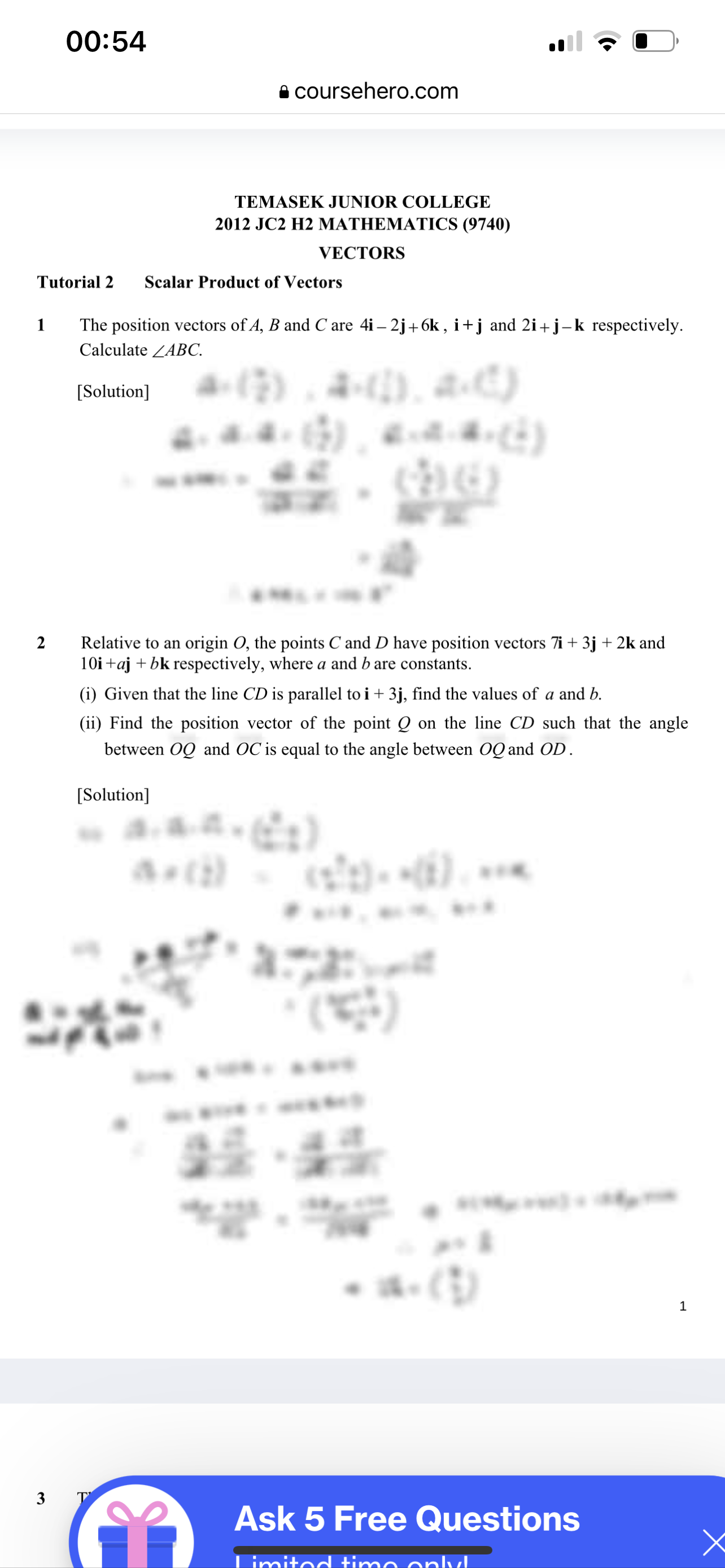  00154 .I e: C} B coursehero.com TEMASEK JUNIOR COLLEGE 2012 JC2