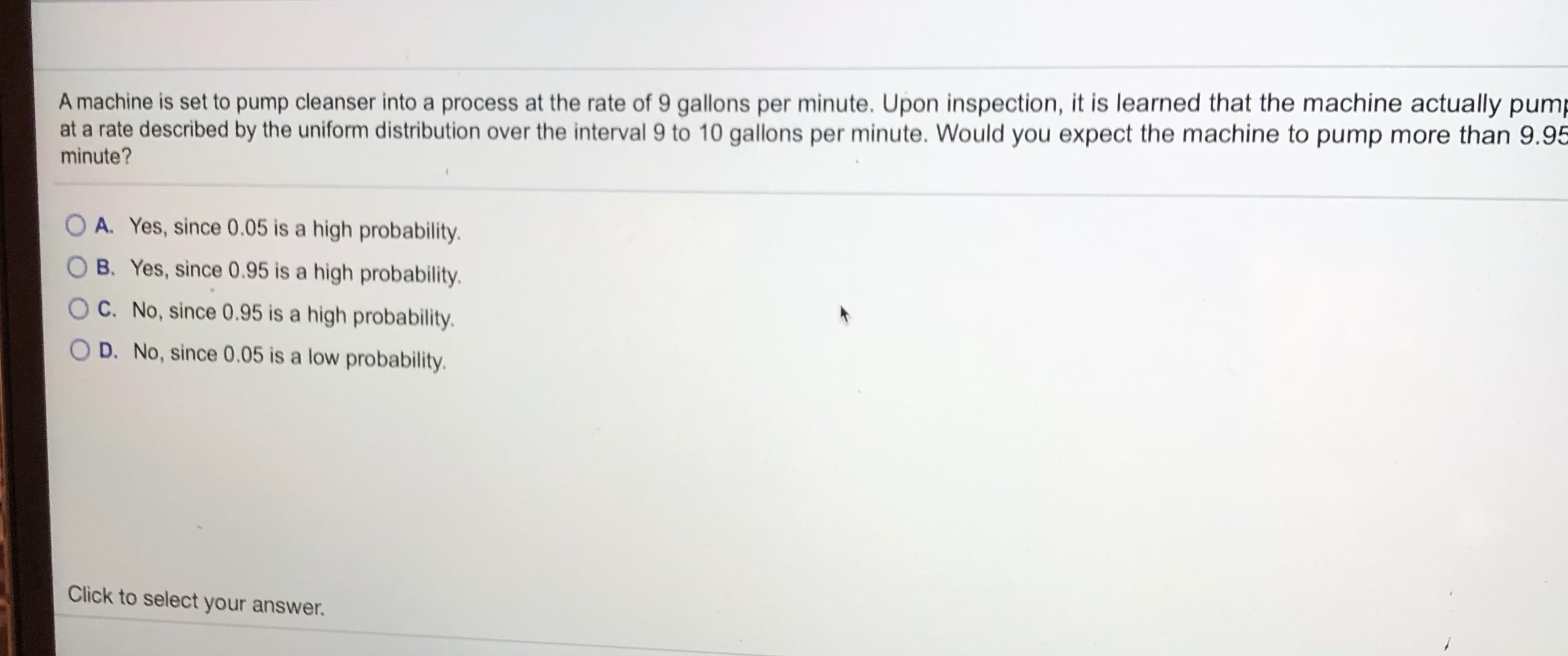  A machine is set to pump cleanser into a process at