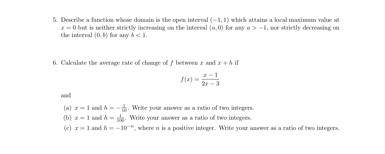 Can you please solve it 5. Describe a function whose domain is