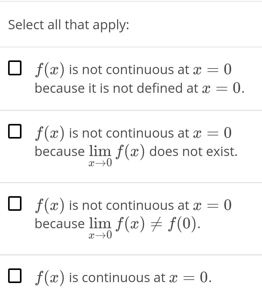 calls for more than one solution, please be sure to CHECK ALL