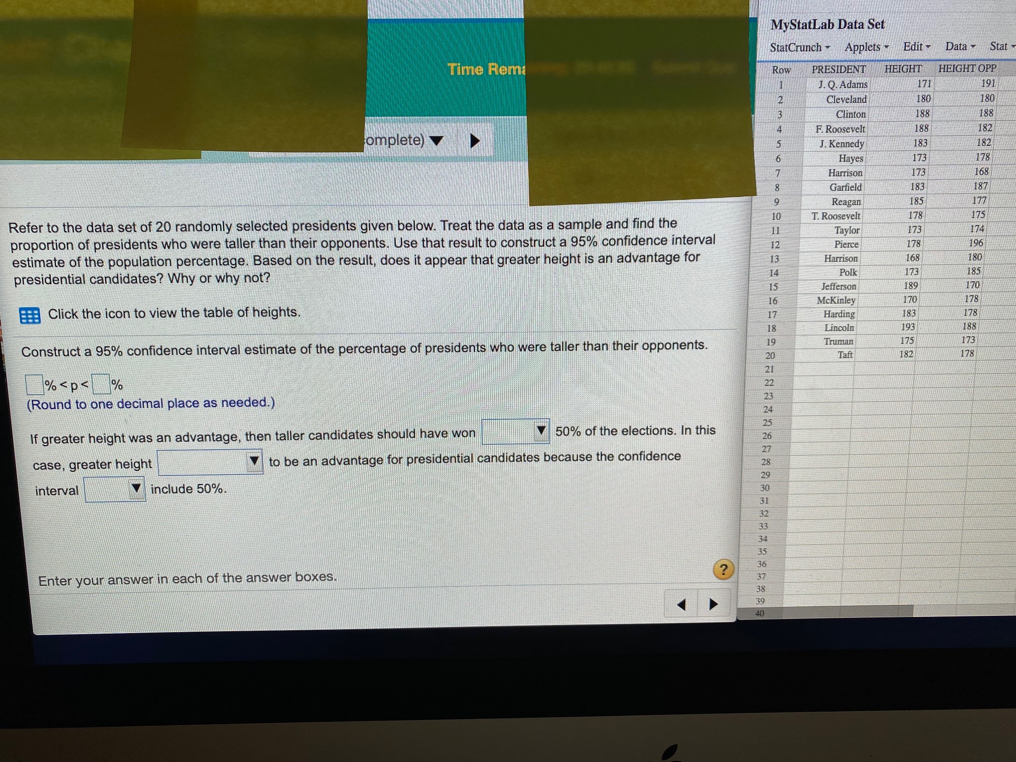  MyStatLab Data Set StatCrunch - Applets - Edit ~ I Data
