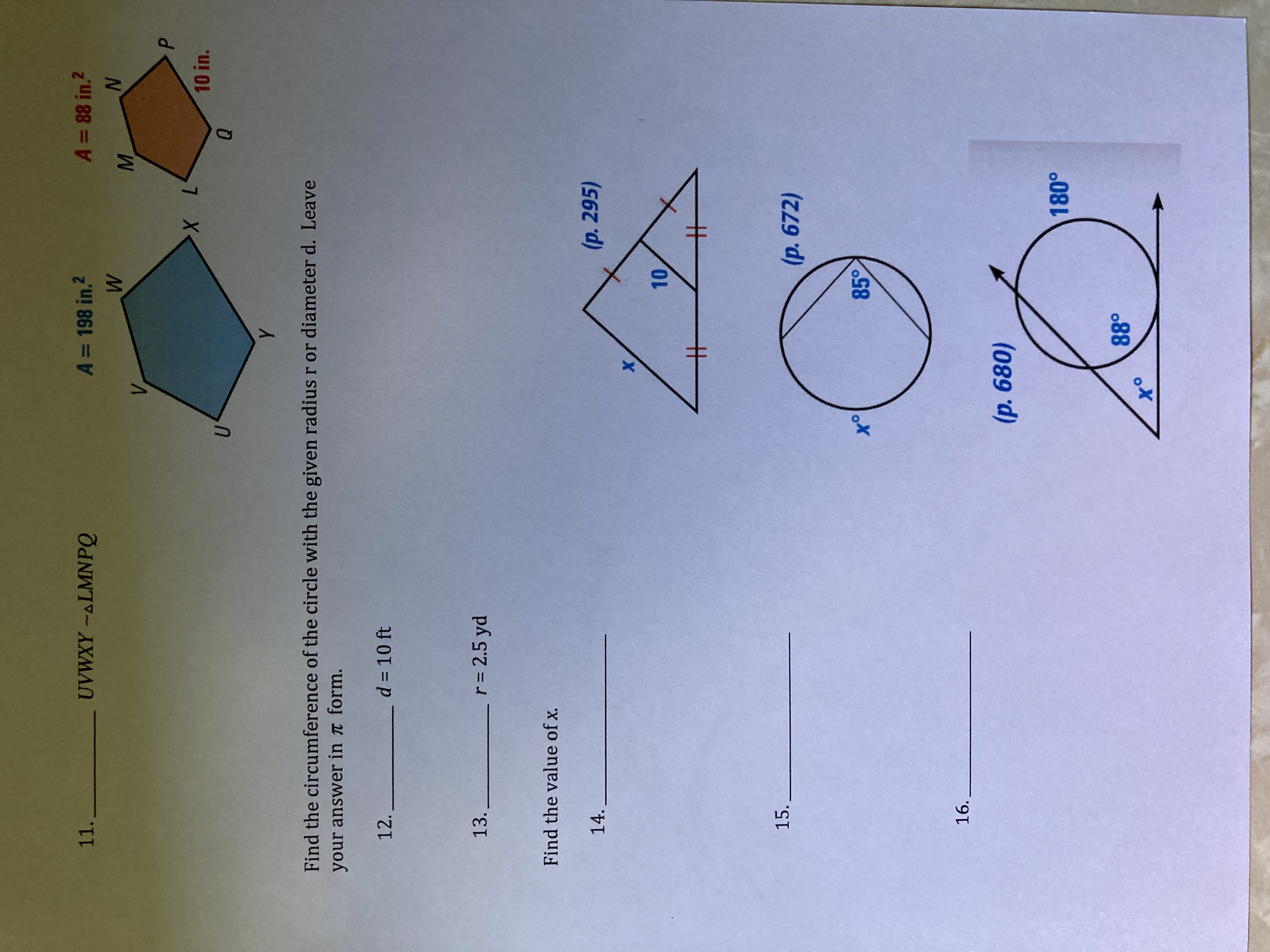 Perimeters Ratio of areas 6:11 20:36 Ratios and Areas Corresponding lengths in