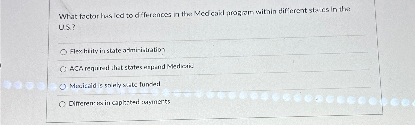  What factor has led to differences in the Medicaid program within