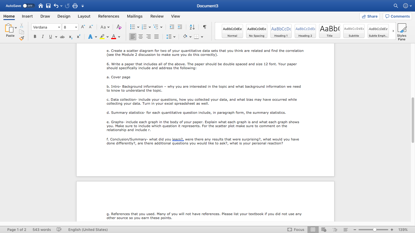 Mailings Review View Share Comments Verdana v 8 A" A Aa A