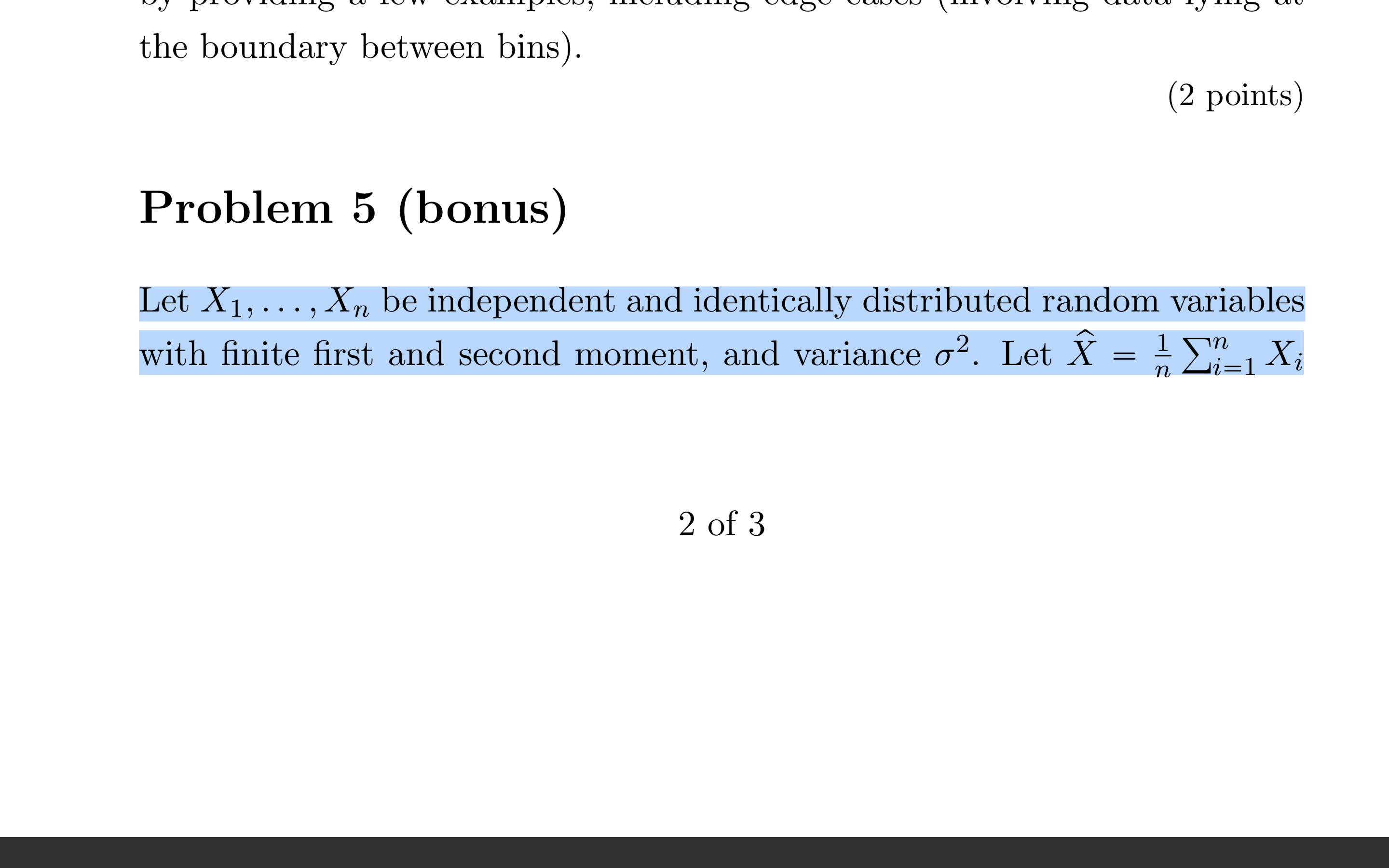 Fall 2020 SFU Due September 25 5PM PST be the sample mean.