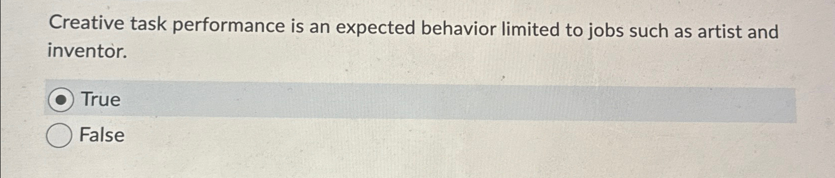  Creative task performance is an expected behavior limited to jobs such