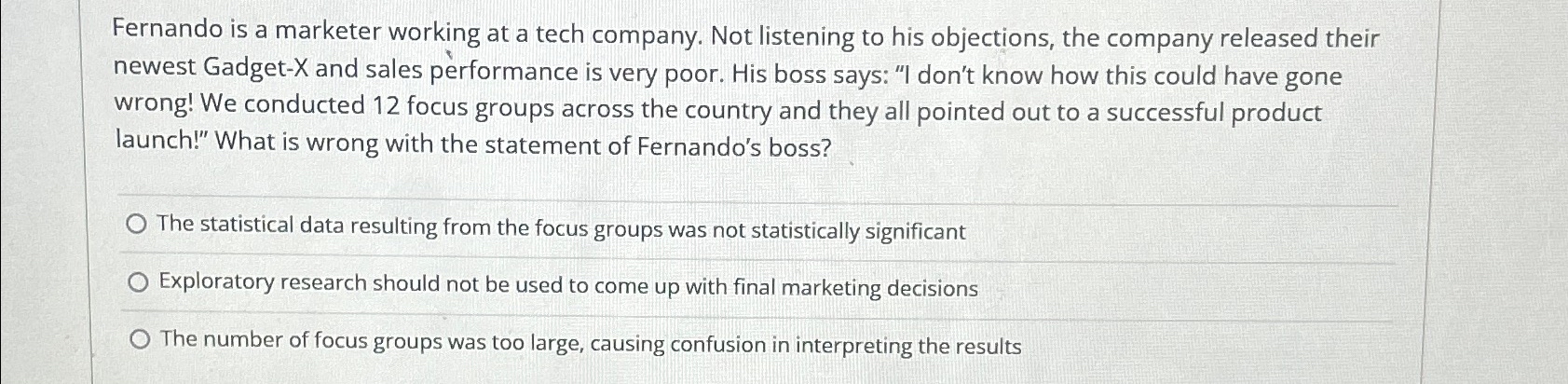  Fernando is a marketer working at a tech company. Not listening