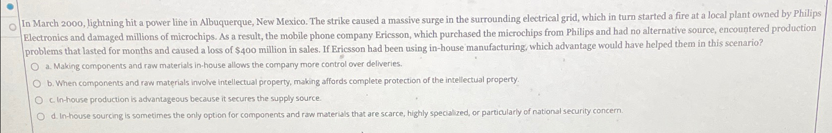  In March 2000, lightning hit a power line in Albuquerque, New