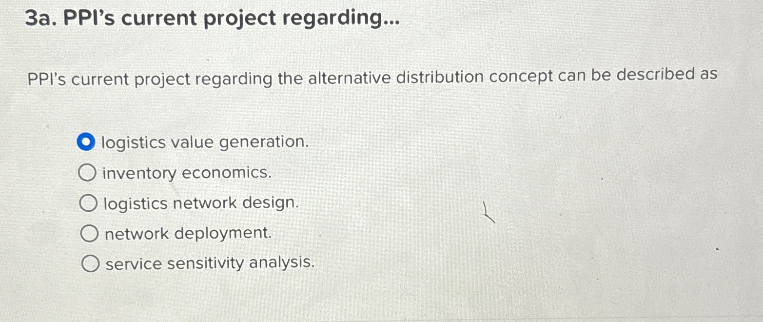  3a. PPI's current project regarding... PPI's current project regarding the alternative