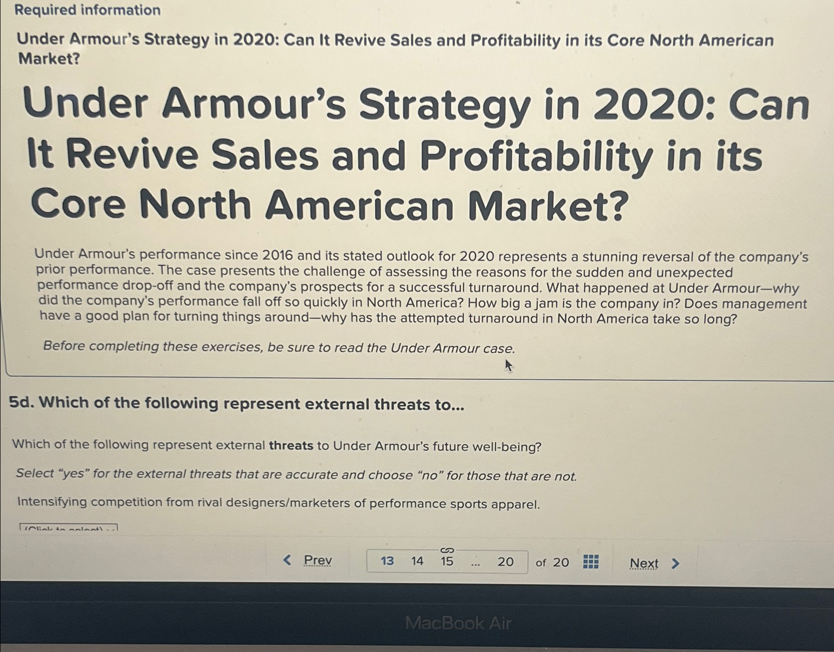  Required information Under Armour's Strategy in 2020: Can It Revive Sales