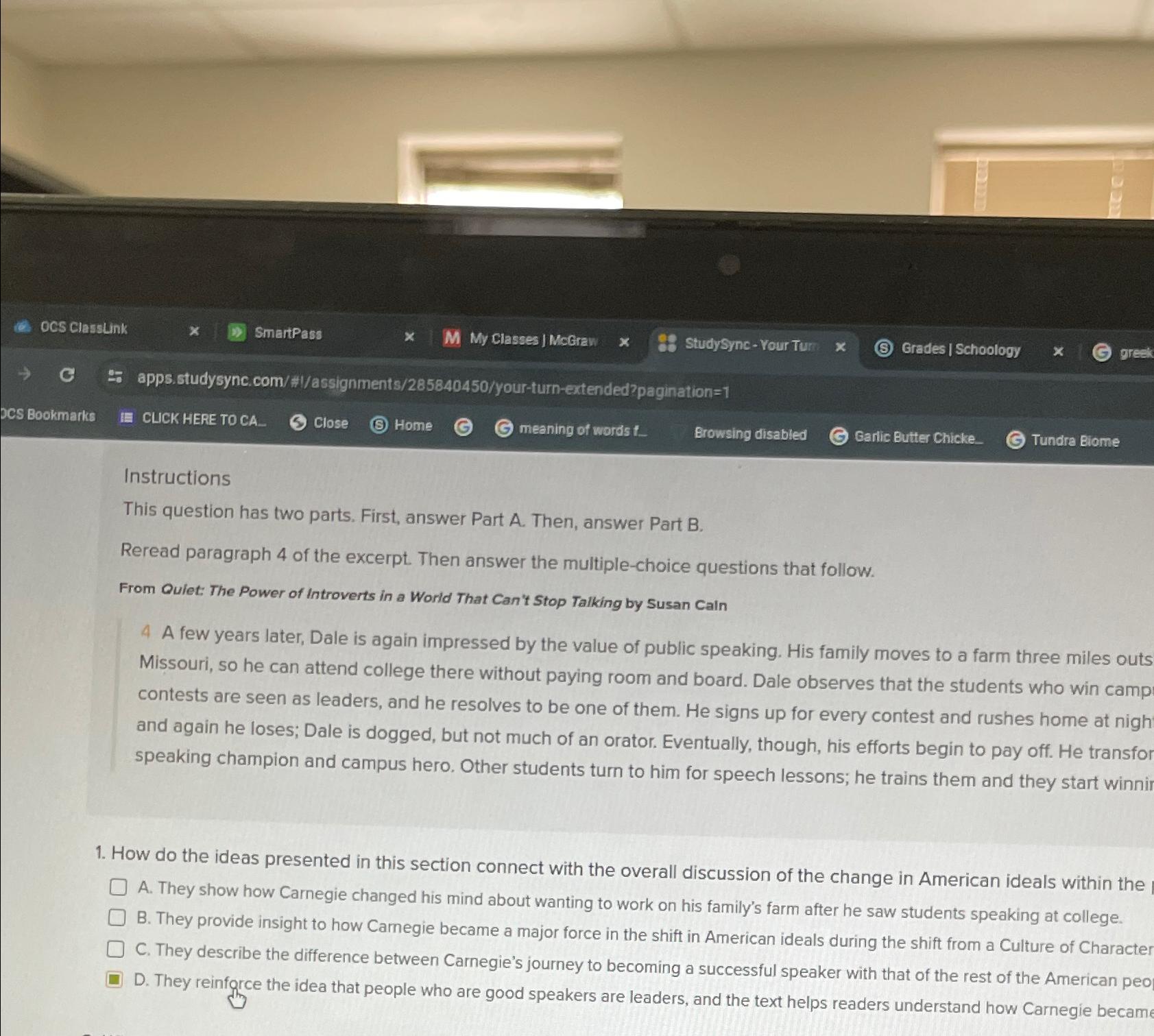  Instructions This question has two parts. First, answer Part A. Then,
