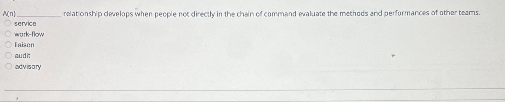  A(n) relationship develops when people not directly in the chain of