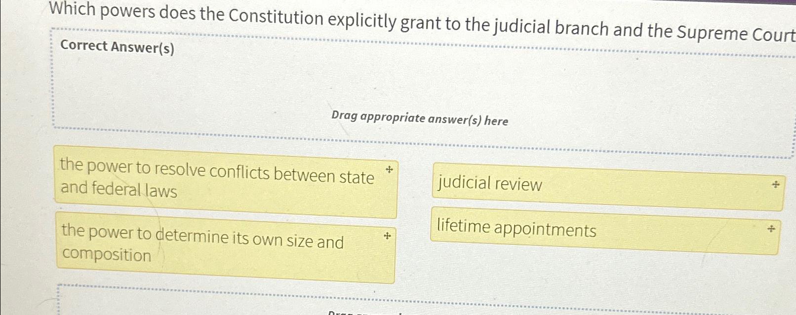  Which powers does the Constitution explicitly grant to the judicial branch