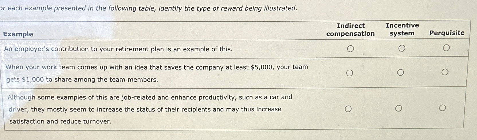  each example presented in the following table, identify the type of