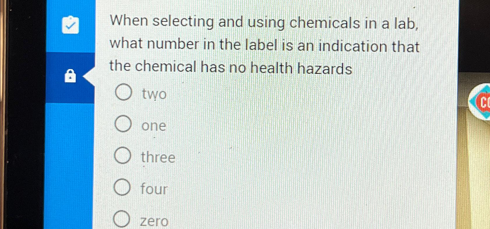  When selecting and using chemicals in a lab, what number in