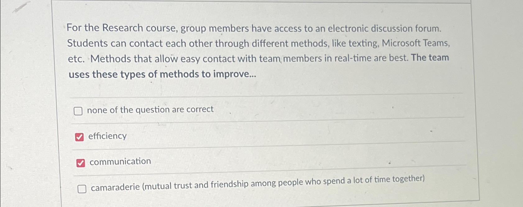  For the Research course, group members have access to an electronic