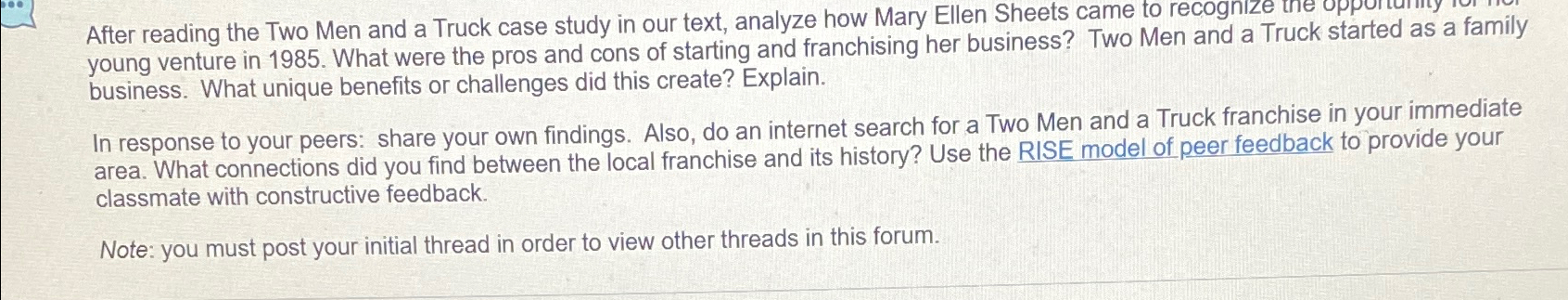  After reading the Two Men and a Truck case study in