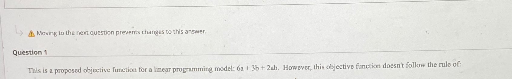  Moving to the next question prevents changes to this answer. Question