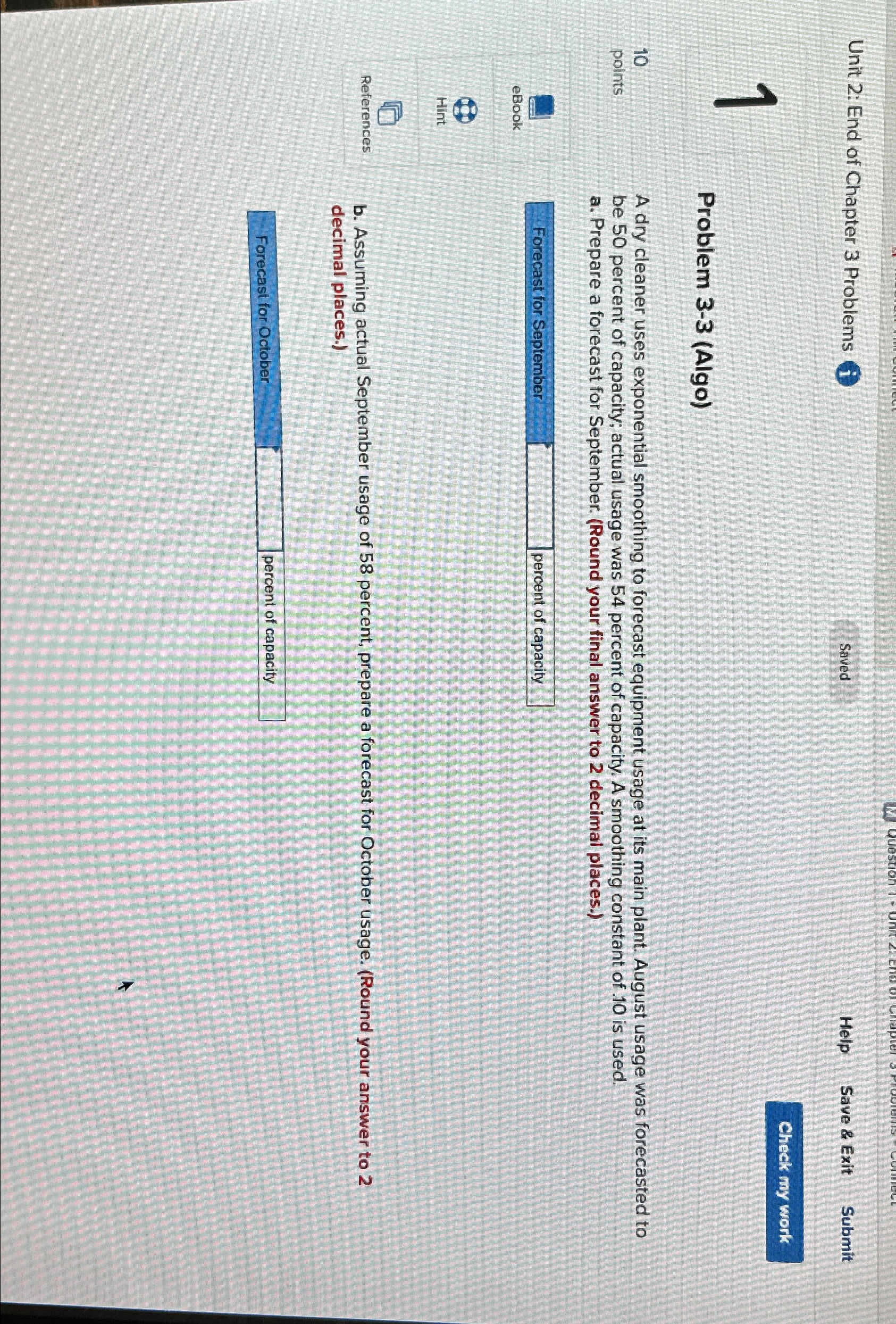  Unit 2: End of Chapter 3 Problems 3 Saved Help Save
