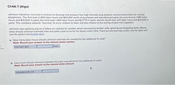 homework help Johnson Industries received a contract to develop and produce four