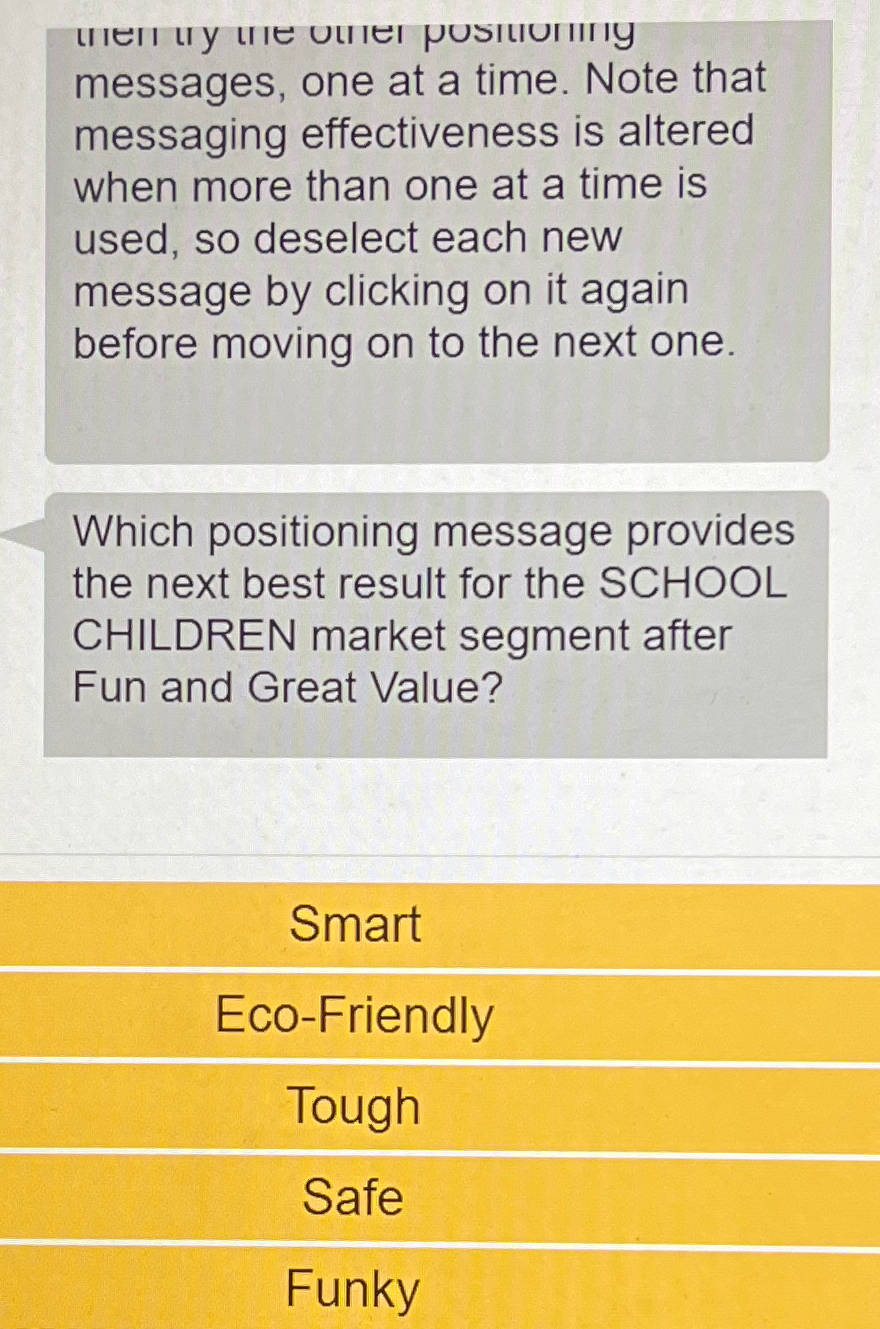  messages, one at a time. Note that messaging effectiveness is altered