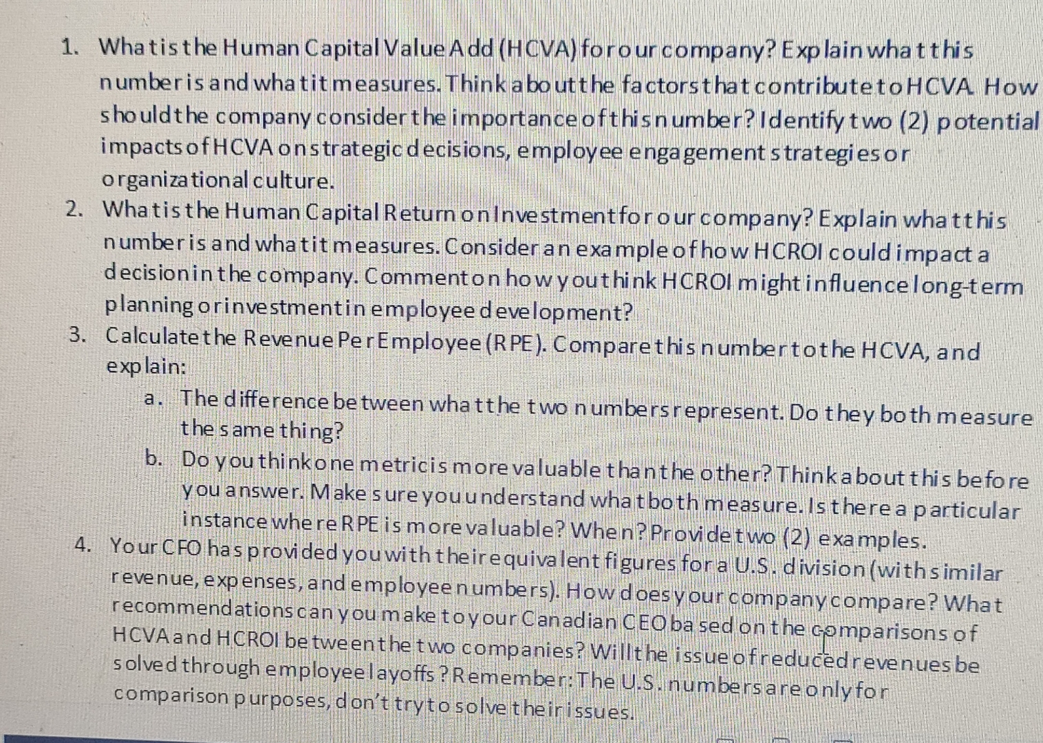  Wha tis the Human Capital Value Add (HCVA) for o ur