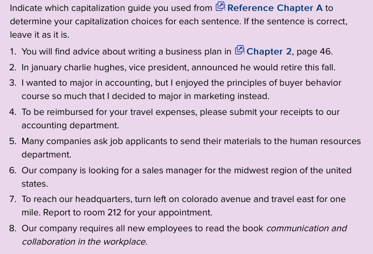 Indicate which capitalization guide you used from [ Reference Chapter A