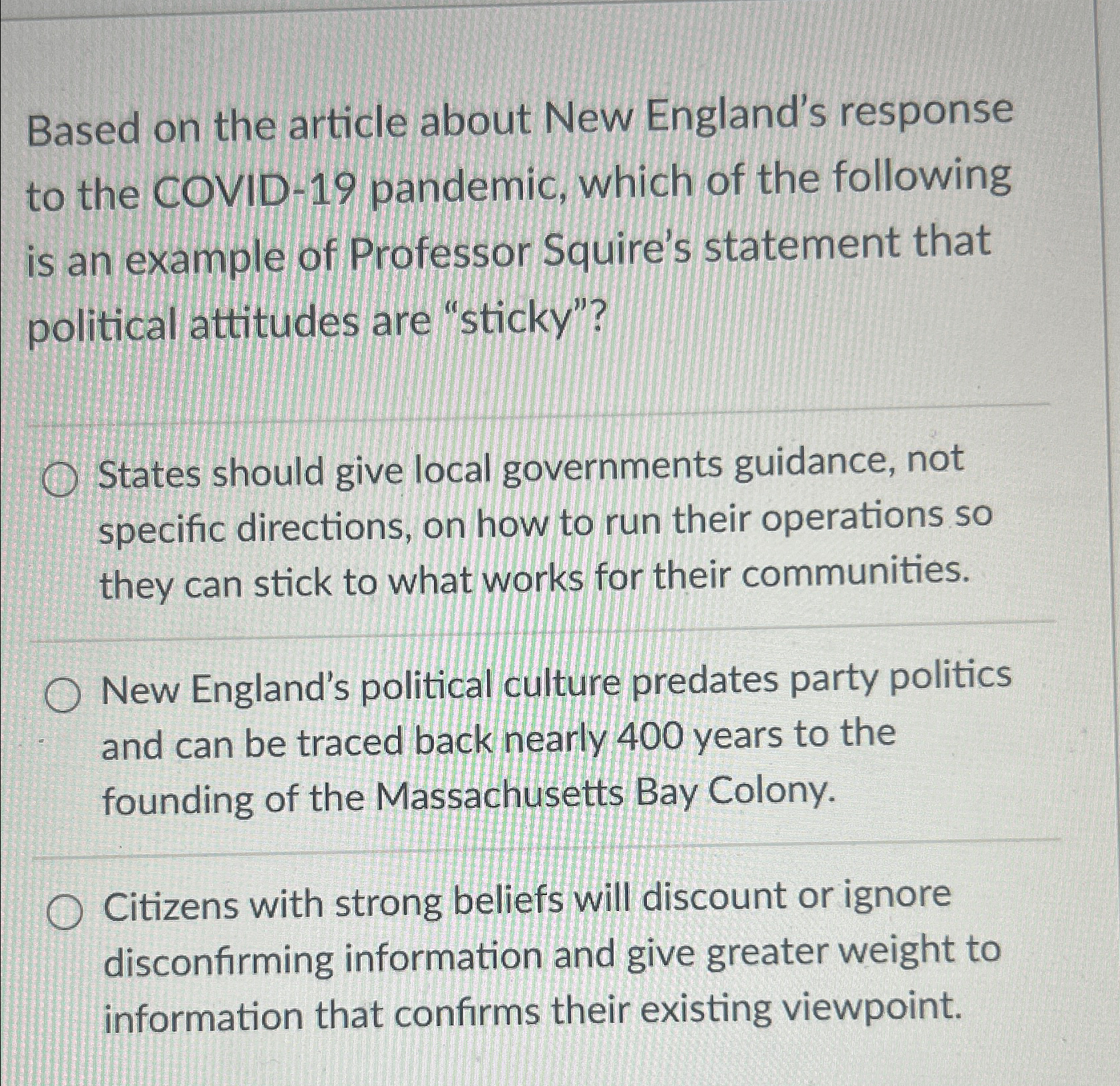  Based on the article about New England's response to the COVID-19