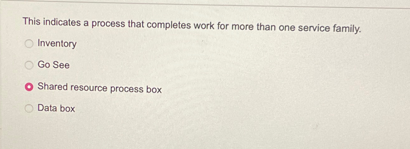  This indicates a process that completes work for more than one