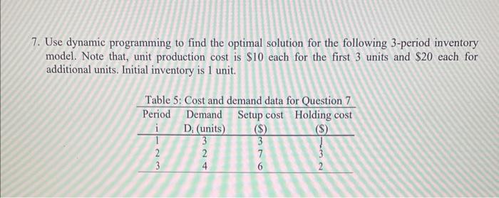  detailed solution please 7. Use dynamic programming to find the optimal