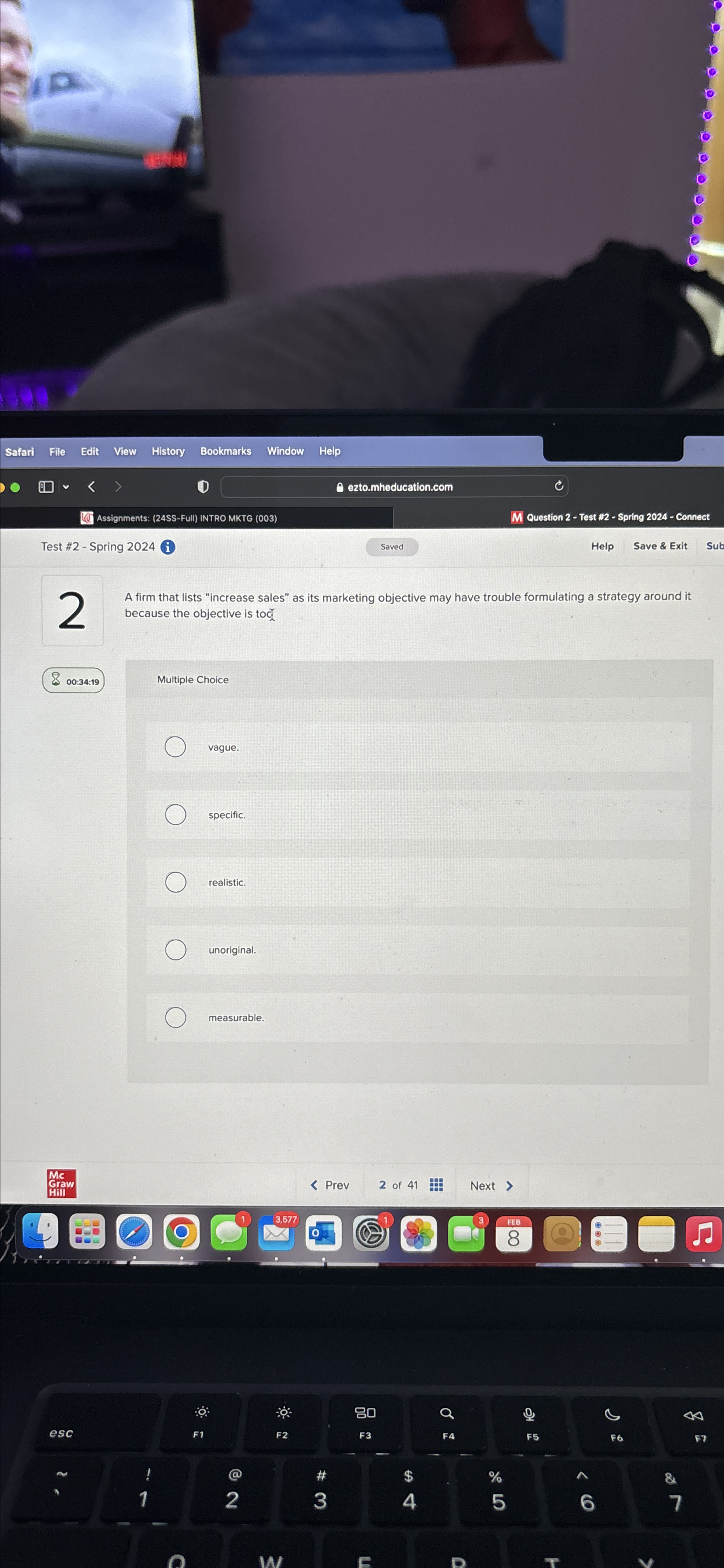  Test #2- Spring 2024(i) Saved Help Save & Exit Sub 2
