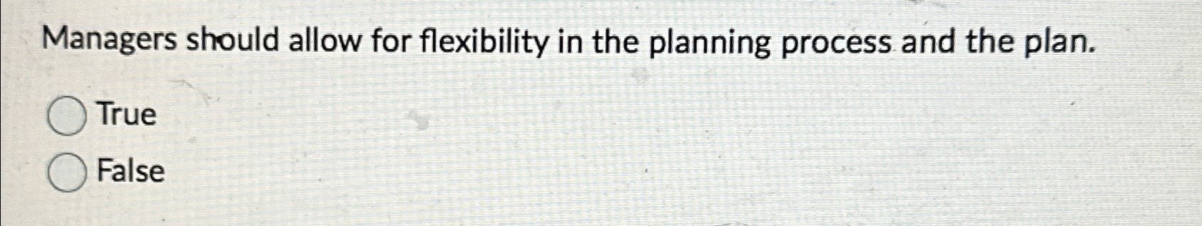  Managers should allow for flexibility in the planning process and the
