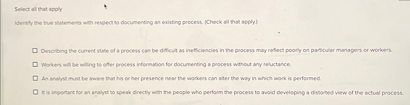  Select all that apply Identify the true statements with respect to