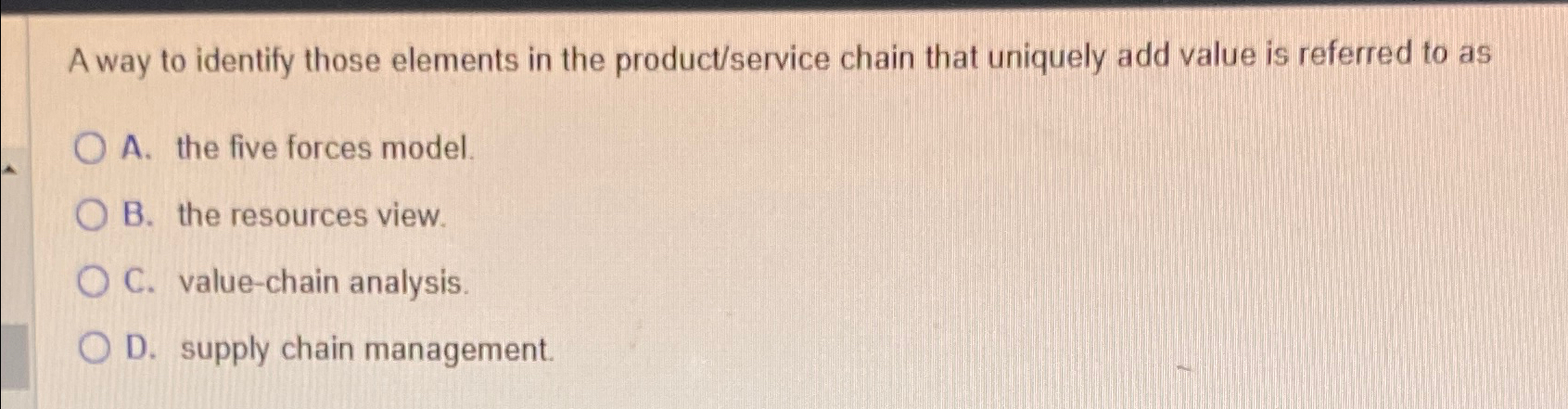  A way to identify those elements in the product/service chain that