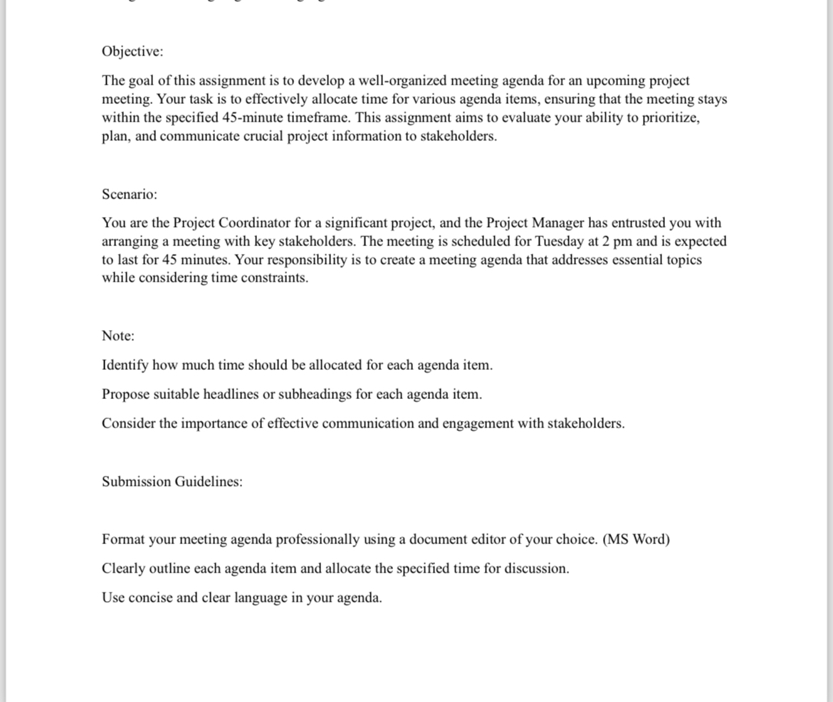  Objective: The goal of this assignment is to develop a well-organized