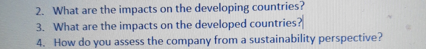  What are the impacts on the developing countries? What are the
