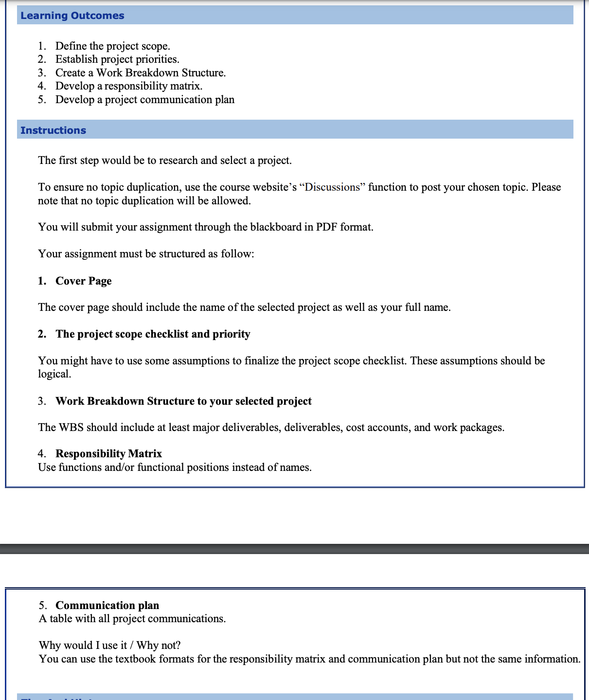  Learning Outcomes Define the project scope. Establish project priorities. Create a